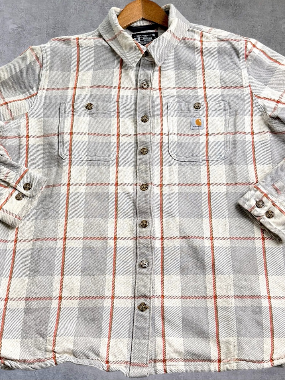 Carhartt 105036 Plaid Flannel Shirt Womens XL 16-18 Loose Fit Heavyweight